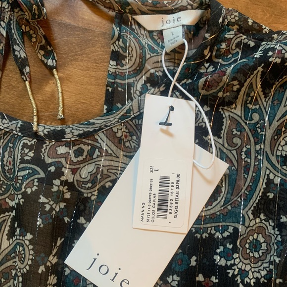 Joie Manning Paisley Long Sleeve Mini Dress L - Picture 6 of 6